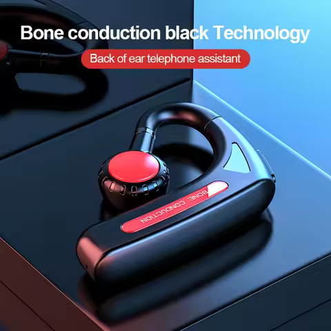 Handfree Wireless Headphone Noise Reduction for Business Sports Cycling Fitness Ear Clip Type Bone C