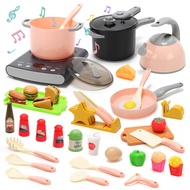 CUTE STONE Play Kitchen Accessories Set, Kids Cooking Toys Set with Play Pots and Pans, Electronic I