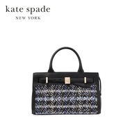 Kate Spade New York กระเป๋าถือรุ่น Deco Plaid Tweed Medium Satchel KI492 001 สีดำ