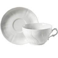 義大利 Richard Ginori 白瓷紋 茶杯盤組 18cm