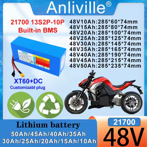 48V 15Ah 20Ah 25Ah 30Ah 35Ah 40Ah 45Ah 50Ah 21700 Lithium battery pack high-power 2500W With BMS For