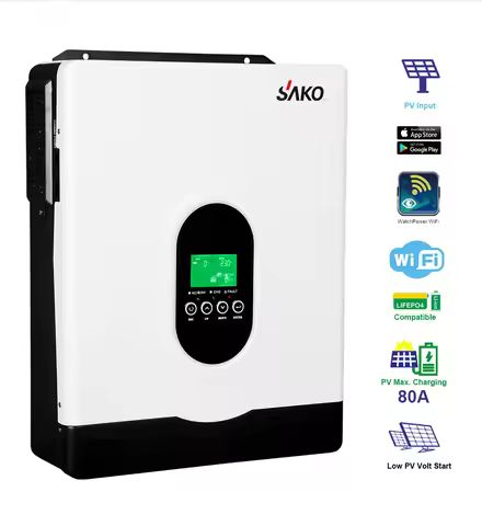 SAKO Hybrid Solar Inverter Pure Sine Wave Controller 1KW 2KW 3KW 4KW 6KW 10KW 80A 120A PV 400V DC On