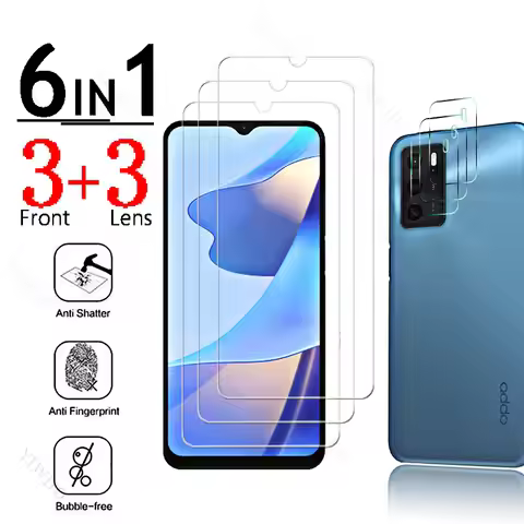 6in1 Full Cover Glass for Oppo A16 Fingerprint Unlock for Oppo A16s A16e A16K A 16 S E K Screen Prot