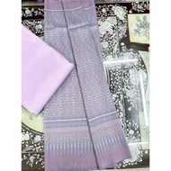 (Dress Fabric) 6-Shuttle Silk Fabric Natural Color (2 Meter Patterned + 2 Plain Color) Brown-Gray Wi