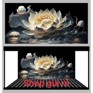 3D Fish Tank Painting with Lotus Pattern Aquarium Stickers Suitable for Ho Boi, 9999, Blood Dragon,.
