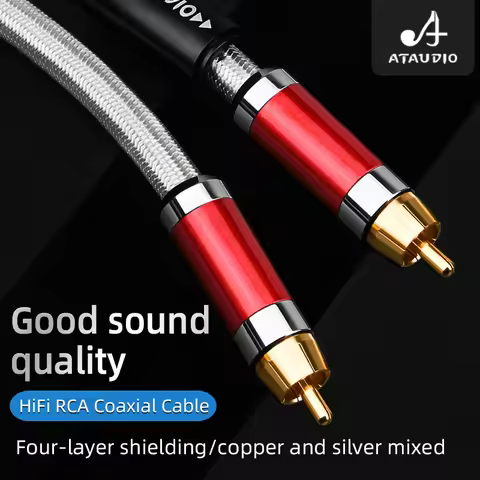 ATAUDIO HIFI Coaxial 75Ω Digital Audio Coaxial Cable HiFi4-Layer Shielded RCA Subwoofer Audio Cable