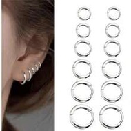 8mm/10mm/12mm/14mm/16mm/18mm Round Stainless Steel Small Hoop Earrings, Unisex Stud Earrings, Men Pe