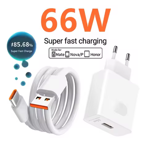 6A 66W EU Super Fast Charger For Huawei P50 P60 Mate 50 60 Nova 12i 13 Honor 300 Lite X7b X8c Magic 