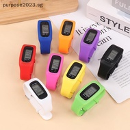 Purp LED Pedometer Bracelet Step Counter Watch 12/24H Time Display Step Counter Watch Silicone Step 