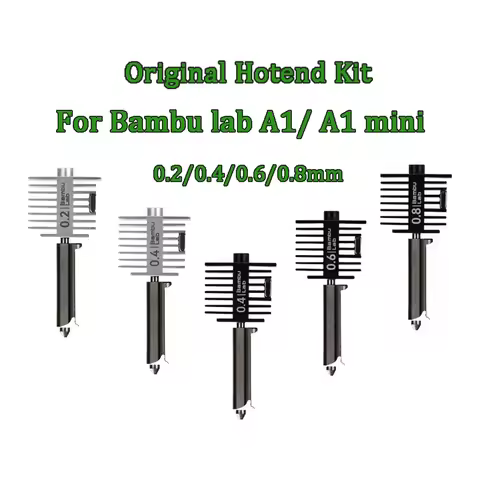 Original A1 Hotend Kit For Bambu Lab A1 mini 0.2/0.4/0.6/0.8mm Hardened Steel Nozzle Tips Bambulab P