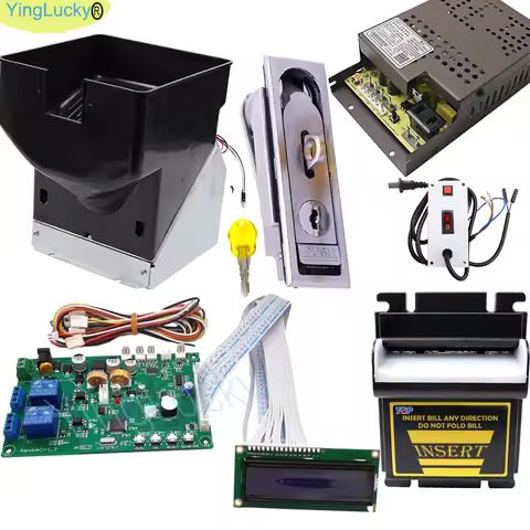 LCD Display Coin Changer Kit Bill Acceptor to Coin Token with JY-146 Control Board for Coin Changer