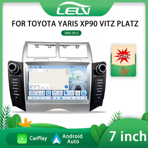 LELV 7'' 2 Din Stereo Car Radio Multimedia Player for Toyota Yaris XP90 VITZ PLATZ with CarPlay Andr