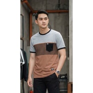 X3SCOOTD Men's Distro T-shirt Fullprint Combination X3-228 Simple Comfortable Striped Short Sleeve T
