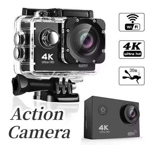 4K Waterproof Action Camera with WiFi & 2 Touch Screens - Mini Sports DV, 30M Dive, 170Mins for Outd