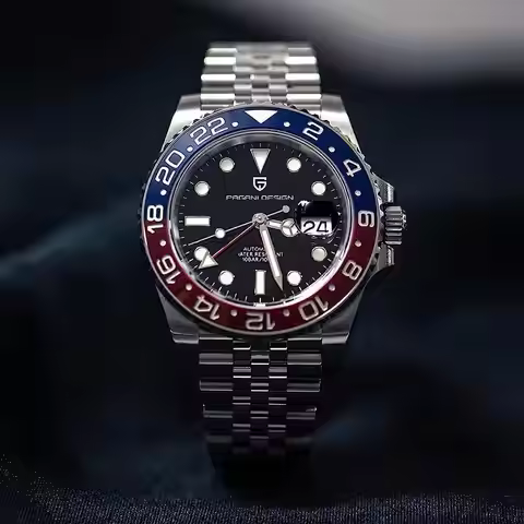 PAGANI DESIGN V3 40MM GMT Ceramic Pepsi bezel Men Luxury Automatic Mechanical Watch Sapphire Glass W