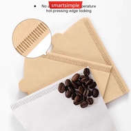 SMARTSIMPLE 50/100Pcs Unbleached Wooden V-Shaped Coffee Filter Paper Hand Drip Paper Coffee Brewer C