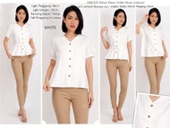 baju atasan kemeja kantor polos basic putih wanita baju kerja lengan - putih 9