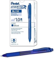 Pentel EnerGel-X Retractable Liquid Gel Pen (1.0mm) Metal Tip, Blue Ink, Box of 12 (BL110-C) by Pentel