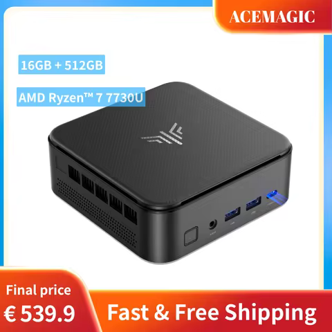 ACEMAGIC Mini PC AMD Ryzen 7 7730U 8 Core 16 Thread Gaming Desktop Computer 16GB RAM 1TB SSD Radeon 