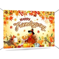 Mocsicka Friendsgiving Backdrop Banner Fall Happy Friendsgiving Photo Banner Turkey Pumpkin Harvest 
