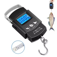 50kg Portable LCD Electronic Hand Scale Travel Hanging Fish Scale with 100cm Long Retractable Measuring Tape