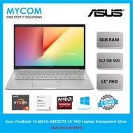 Asus VivoBook 14 M413I-AEK057TS 14'' FHD Laptop Transparent Silver (Ryzen 5 4500U, 4GB, 512GB SSD, ATI, W10, HS)