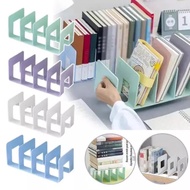 4 Grid Bookends Stand Desktop Decor for School Stationery Bookshelf Storage Rack Saving-space Office