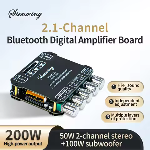 2.1 Channel Bluetooth Audio Amplifier Board YS-MT21 200W Hi-Fi Stereo Subwoofer AUX Treble Bass EQ O
