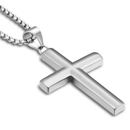YL Men's Cross Necklace 316L Stainless Steel Jesus Ankh Pendant Rolo Chain Jewelry