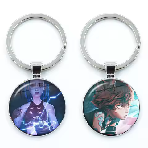 Game League of Legendes Isha Anime LOL Jinx Cartoon Glass Pendant Keychain Jewelry Charm Bag Souveni
