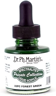 Dr. Ph. Martin's Spectralite Private Collection Liquid Acrylics (22PC) Arcylic Paint Bottle, 1.0 oz, Forest Green
