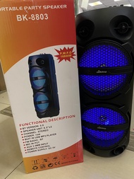 BK  8803 10Wx2 Portable Wireless Karaoke Bluetooth Speaker 8.5X2 inches with FREE MIC Free 2GB USB