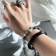 天然和田玉聚墨青花手繩 15~16cm 間墨 X16