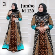 Baju wanita dress gamis jumbo ld 120 batik katun kombinasi