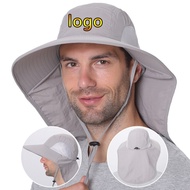 TERBARU Logo Cetak Baru Topi Pancing Pinggiran Lebar Pria Penutup Lehe