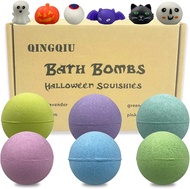 ▶$1 Shop Coupon◀  QINGQIU 6 Pack Halloween Bath Bombs with Halloween Squishy Toys Inside for Kids Gi