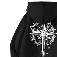 Heavy 500G Hooded Sweatshirt Men American Style Printed Street Wear Season Fleece Lining Thickened B