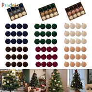 [Predolo] 12 Christmas Baubles for Hanging, Velvet Baubles, Flocked Decorative Baubles, Shatterproof