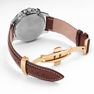 สายนาฬิกาหนังแท้แบบไม่มีลายสำหรับผู้ชายและผู้หญิงสายรัดข้อมือหนังวัวเหมาะสำหรับคาสิโอ Seiko Huawei T