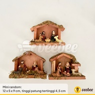 Patung Kelahiran Yesus Rumah Mini Kecil | Patung Yesus | Patung Yesus Set Handmade | Diorama Natal |