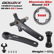 GOLDIX MTB Bike Crank 104BCD Chainring - 170/175mm 32/34/36/38T Round or Oval Black Aluminum Alloy