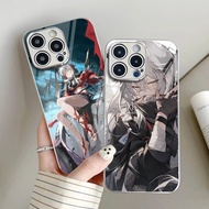 Arknights Silver Electroplated Glass Phone Case For Iphone 16 16e 15 Pro Max 14 13 12 Mini 11 Xs Xr