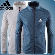 Adidas Men Summer Slim Fit Windbreaker UV Protection Breathable Sport Hiking Ice Silk Jacket  Jogging Jaket Lelaki