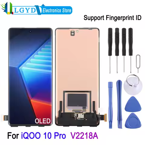 OLED LCD Screen For vivo iQOO 10 Pro V2218A, Phone Display Touch Screen Replacement Part, Support Fi