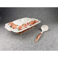 Hecess Raya Edition | Melamine Food Tray Set with Lid and Spoon | Hidangan Hari Raya | Bekas Lauk Pa