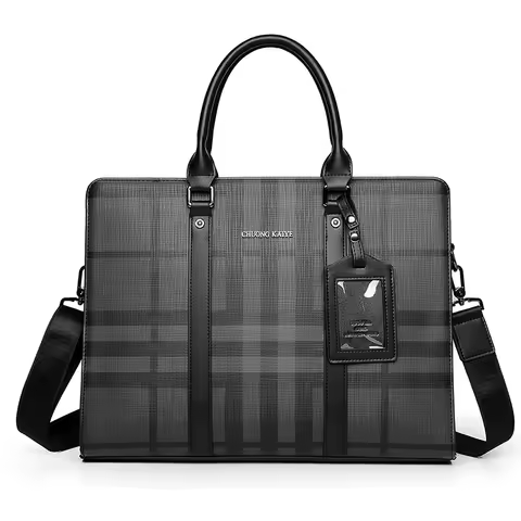 Men's Briefcases PVC Large Capacity Executive Designer Business 14 inch Laptop File Portfolio Office