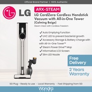 LG A9X-STEAM | CordZero Cordless Handstick Vacuum with All-in-One Tower (Calming Beige)