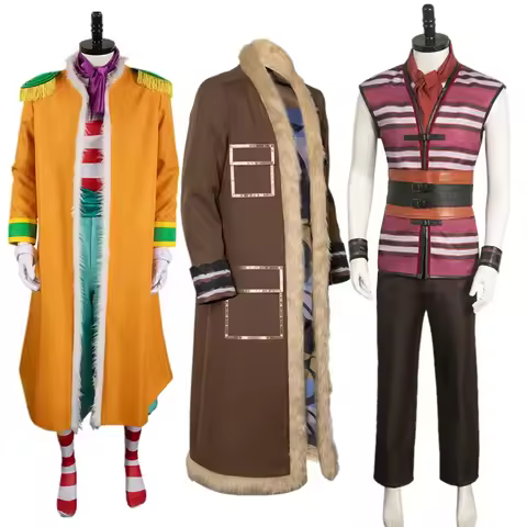 Buggy Cosplay Costume Pirate Fantasy Clown Disguise Adult Men Shirt Pants Coat Outfits Halloween Car