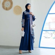 Gamis Batik Kombinasi Polos Terbaru Baju Batik Gamis Wanita Modern