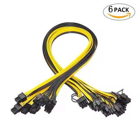 6 Pcs 6 Pin PCI-e To 8 Pin (6+2) PCI-e (Male To Male) GPU Power Cable 50cm For Graphic Cards Mining 